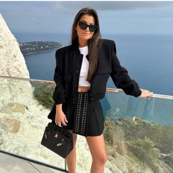 ZARA MAXI POCKET BOMBER JACKET BLACK NWT - Picture 5 of 13